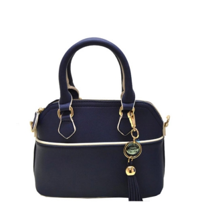 Faux Leather Hand Bag K1040 37810 Navy